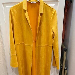 Zara Yellow Faux Suede Duster Coat